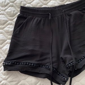 Black flowy shorts with cute lace detailing